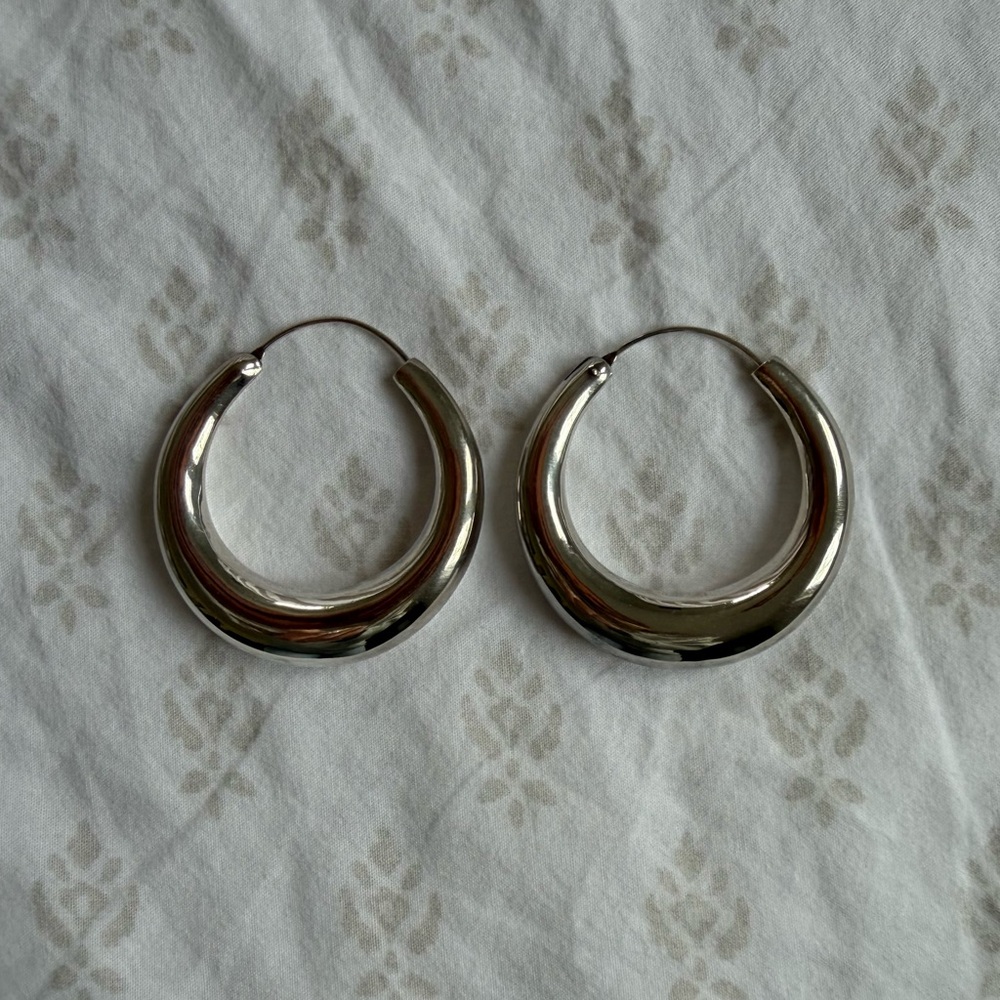 5cm Silver Hoops Large Hollow
